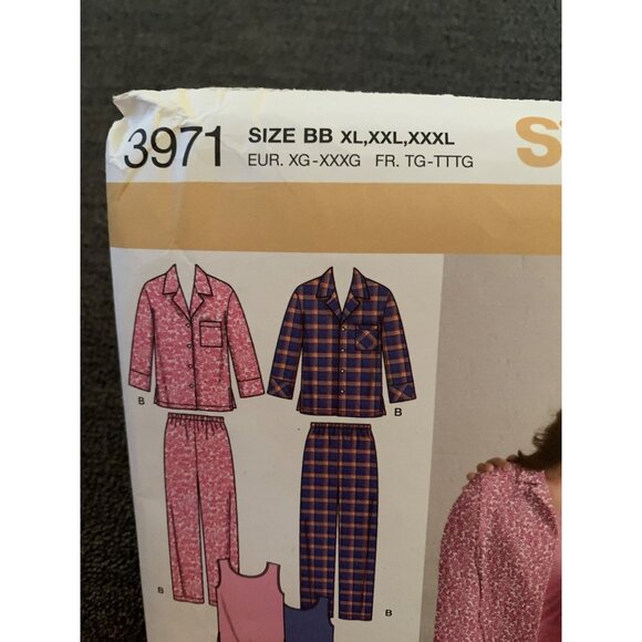 Simplicity 3971 Easy-To-Sew Pajama Pattern Uncut Size XLarge 2XLarge-3XLarge Sle - Picture 2 of 4